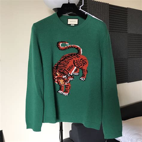 gucci tiger intarsia wool sweater|gucci tiger hoodie.